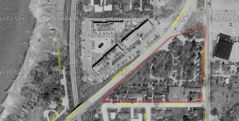 Lake Breeze Motel (Lake Breeze Cabins, Lake Breeze Cabin Court) - 1969 Aerial (newer photo)